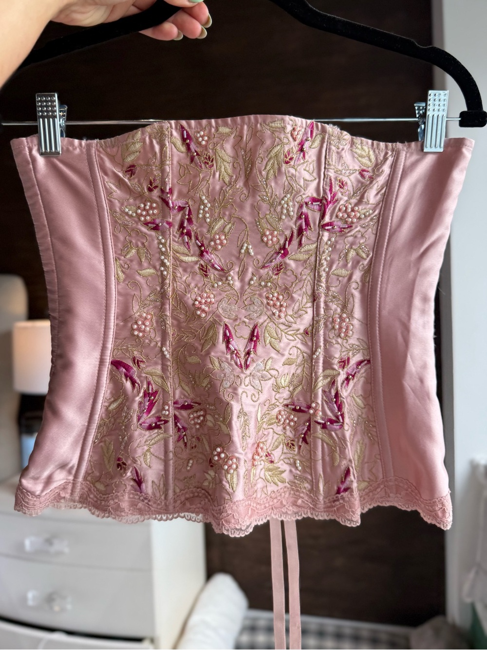 Frederick’s of Hollywood Pink Beaded Corset